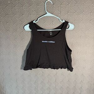 Forever 21 Tank Women’s Size Medium Cropped Black Thanks A Million Flare Seams